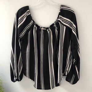 bleuh ciel black & white off the shoulder blouse.